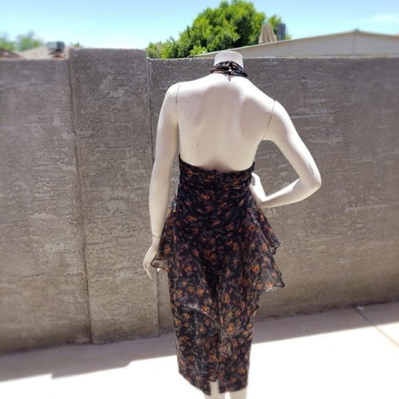 ASOS DESIGN button through ruched dress with soft ruffle - Picture 9 of 11